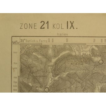 Tolmezzo- Tolmein, första världskrigets österrikisk-ungerska karta över Italien. Espenlaub militaria